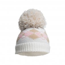 H690-P: Pink Argyle Hat w/Pom Pom (0-12M)